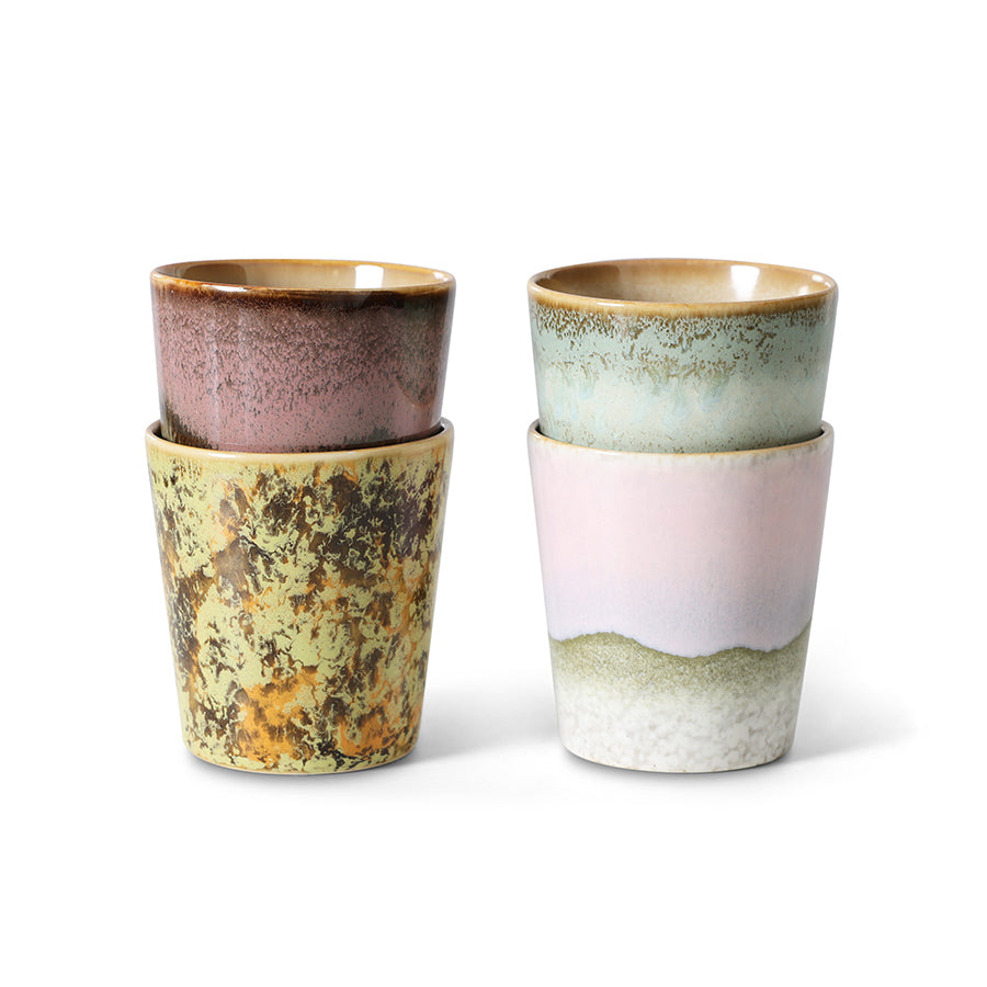 70s ceramics coffee mugs serendipity (set of 4)