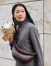 Load image into Gallery viewer, Leo Twisted Handle Chocolate Soft Grain Leather
