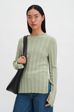 Laden Sie das Bild in den Galerie-Viewer, Leinenripp-Pullover, Hellgrün
