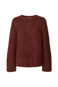 Lott fluffy split back sweater Burgundy