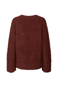 Lott fluffy split back sweater Burgundy