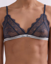 Load image into Gallery viewer, Love Lace Delicate triangle bralette, Dark blue
