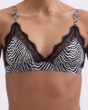 Load image into Gallery viewer, LOVE LACE Delicate triangle bralette, Zebra Print
