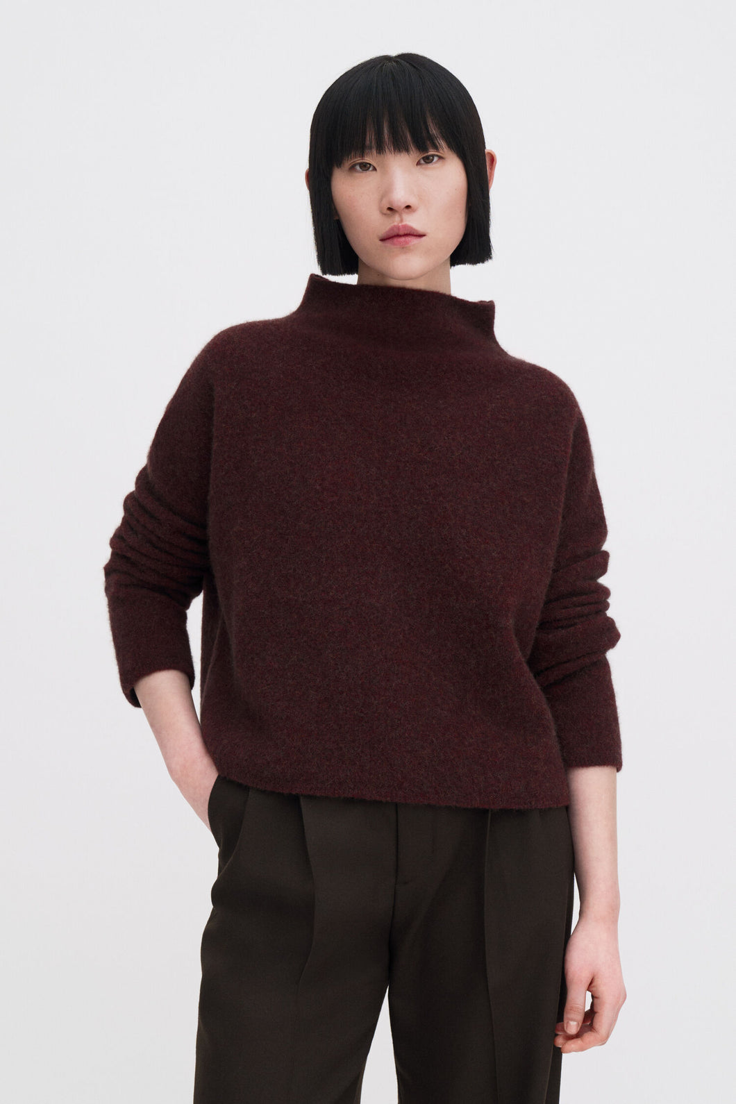 Mika Yak Funnelneck Sweater Burgundy