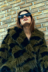 PLUSHY jacket, Dark Olive w. Black
