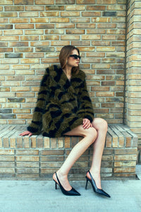 PLUSHY jacket, Dark Olive w. Black