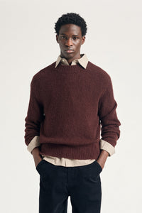 Rasmus Mock Neck Relaxed Brushed Sweater, Mahogany