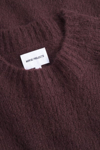 Rasmus Mock Neck Relaxed Brushed Sweater, Mahogany
