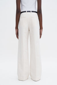 Relaxed Straight Cotton Linen Trousers Cream