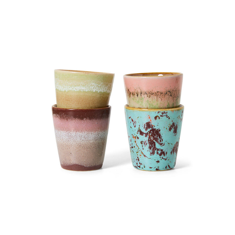 70s ceramics ristretto mugs (set of 4), futurism