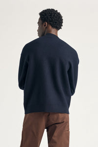 Rom Boiled Wool Crewneck, Dark Navy