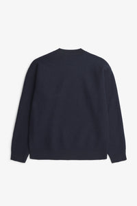 Rom Boiled Wool Crewneck, Dark Navy
