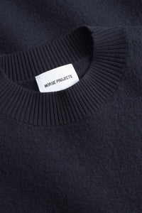 Rom Boiled Wool Crewneck, Dark Navy