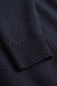 Rom Boiled Wool Crewneck, Dark Navy
