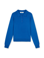 Laden Sie das Bild in den Galerie-Viewer, Fine Merino Rosa Polo Knit, Lapis Blue
