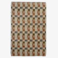 Load image into Gallery viewer, Handwoven jute rug 120x180, White/rust/olive green/dark blue
