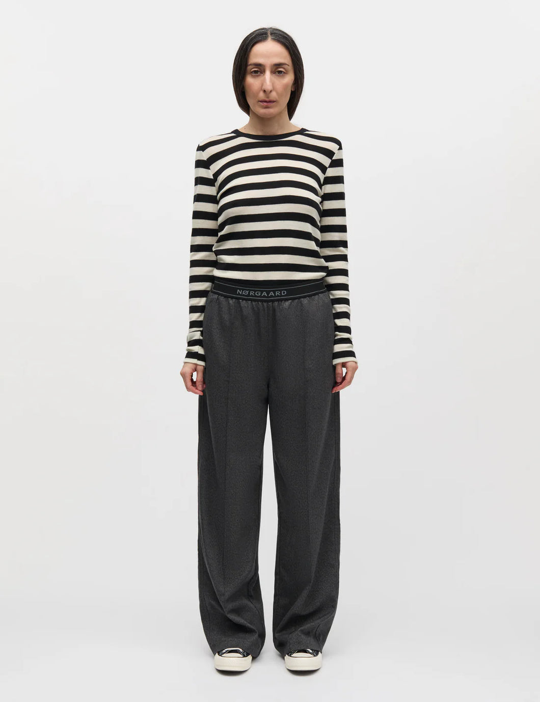 Sharon Fine Wool Knit, Black/Vanilla