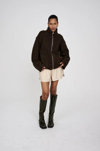 SIGNAL Sheep knit jacket Dark brown