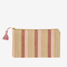 Load image into Gallery viewer, Striped cotton pouch Peach/caramel
