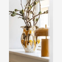 Laden Sie das Bild in den Galerie-Viewer, Steinzeugvase, Offwhite/Senf
