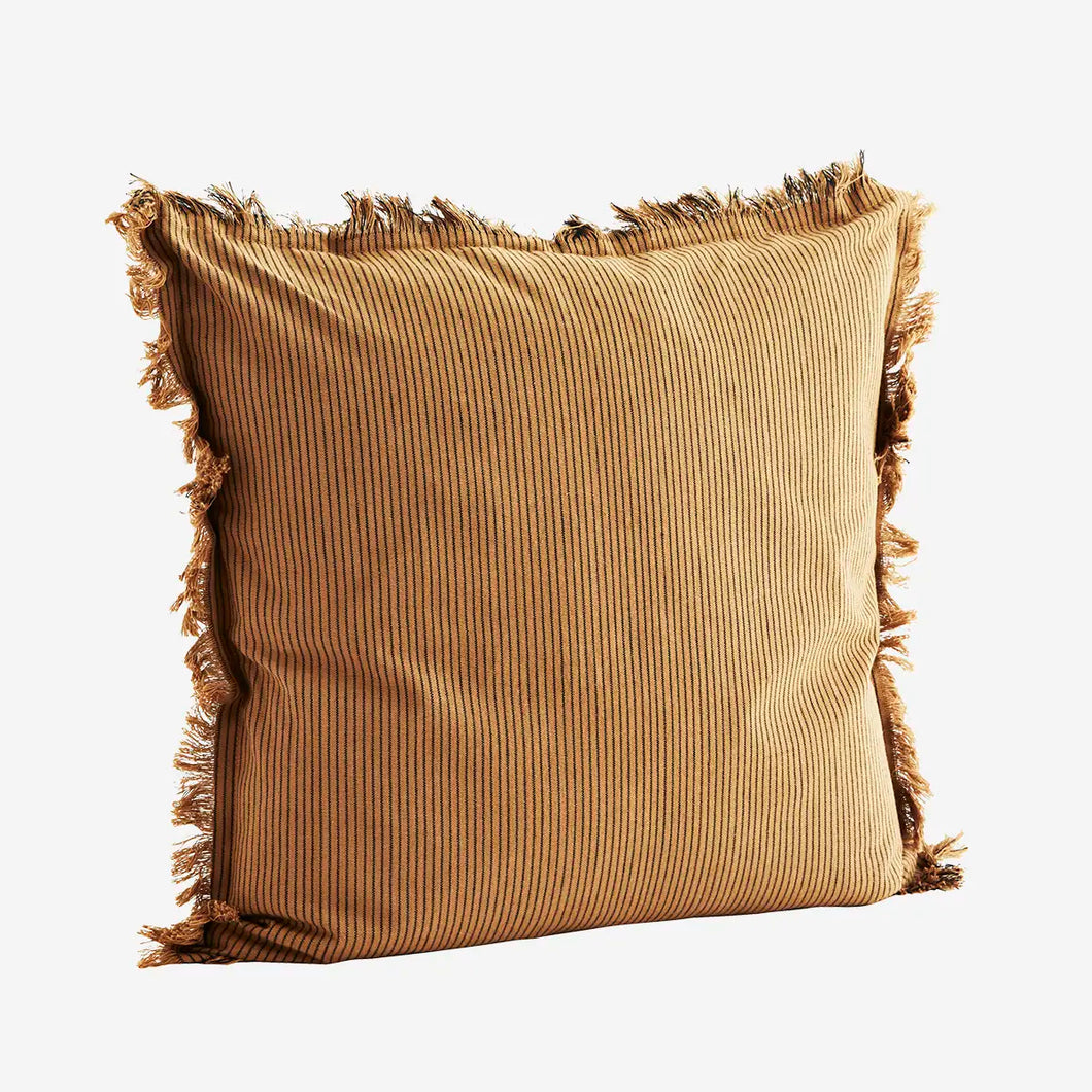 Striped cushion cover w/ fringes