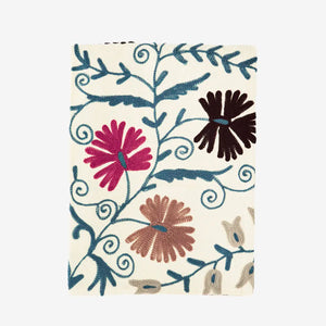 Suzani embroidered cotton throw