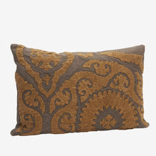 Load image into Gallery viewer, Suzani embroidered cushion cover, Charcoal
