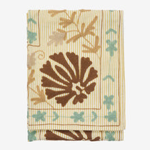 Load image into Gallery viewer, Suzani embroidered cotton throw 130x180, Hazelnut/dusty aqua
