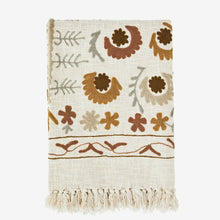 Load image into Gallery viewer, Suzani embroidered cotton throw 130x180, Off white, grey, brown
