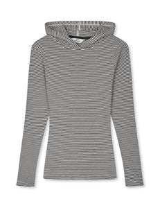 2x2 Cotton Stripe Tilla Hood, Black/Vanilla Ice