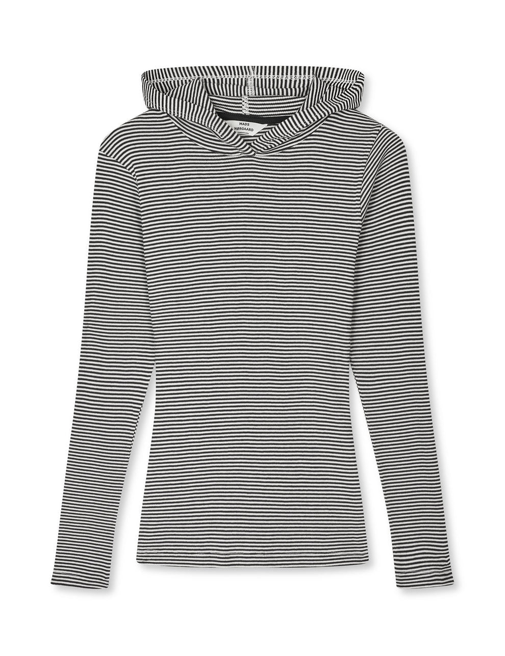 2x2 Cotton Stripe Tilla Hood, Black/Vanilla Ice