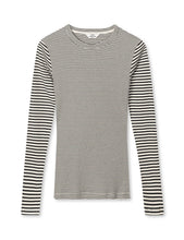 Load image into Gallery viewer, 2x2 Cotton Stripe Tuba Tee LS, Vanilla Ice/Black
