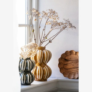 Stoneware vase, Green/natural