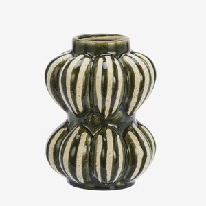 Stoneware vase, Green/natural