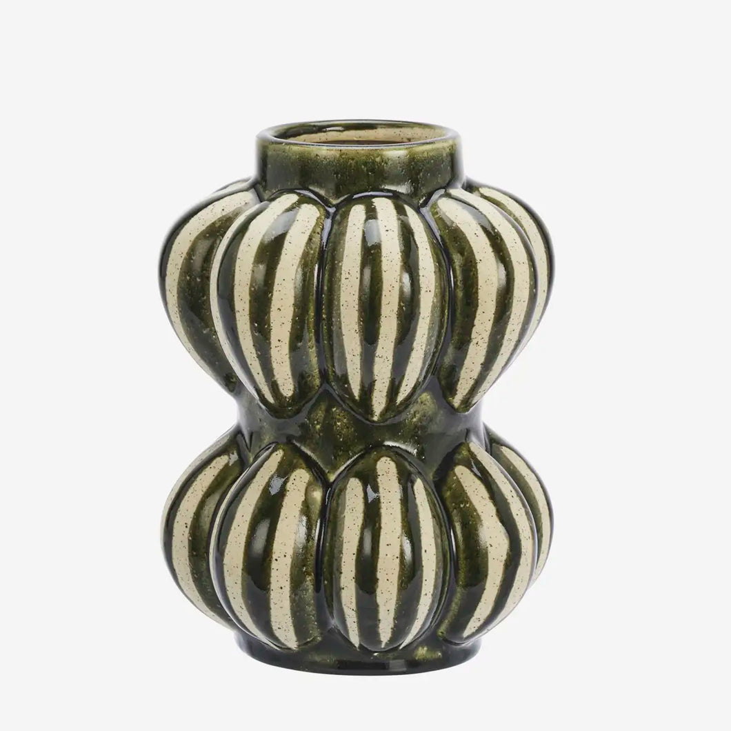 Stoneware vase, Green/natural