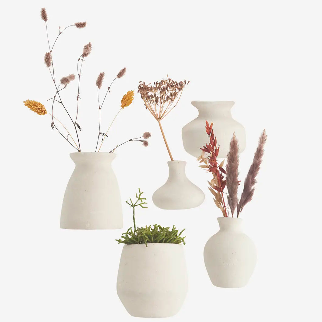 Wall-mounted paper mache vases