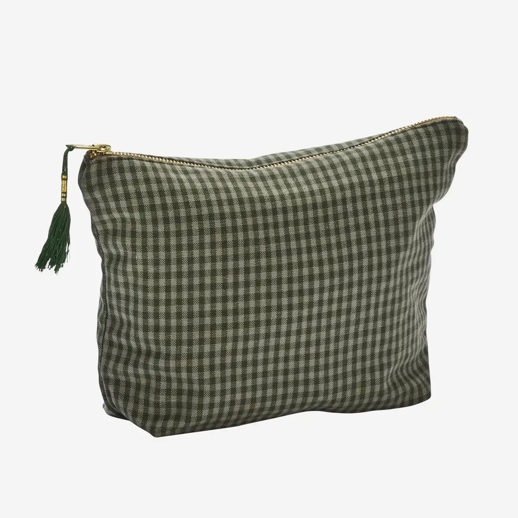 Checked cotton washbag