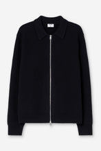 Laden Sie das Bild in den Galerie-Viewer, Ribbed Wool Zip Cardigan, Black
