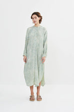 Load image into Gallery viewer, Midou Marbled curved hem dress Sage
