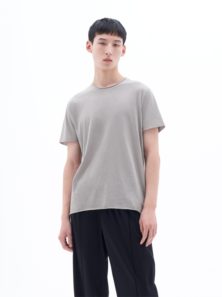 Roll Neck Tee Oyster Grey