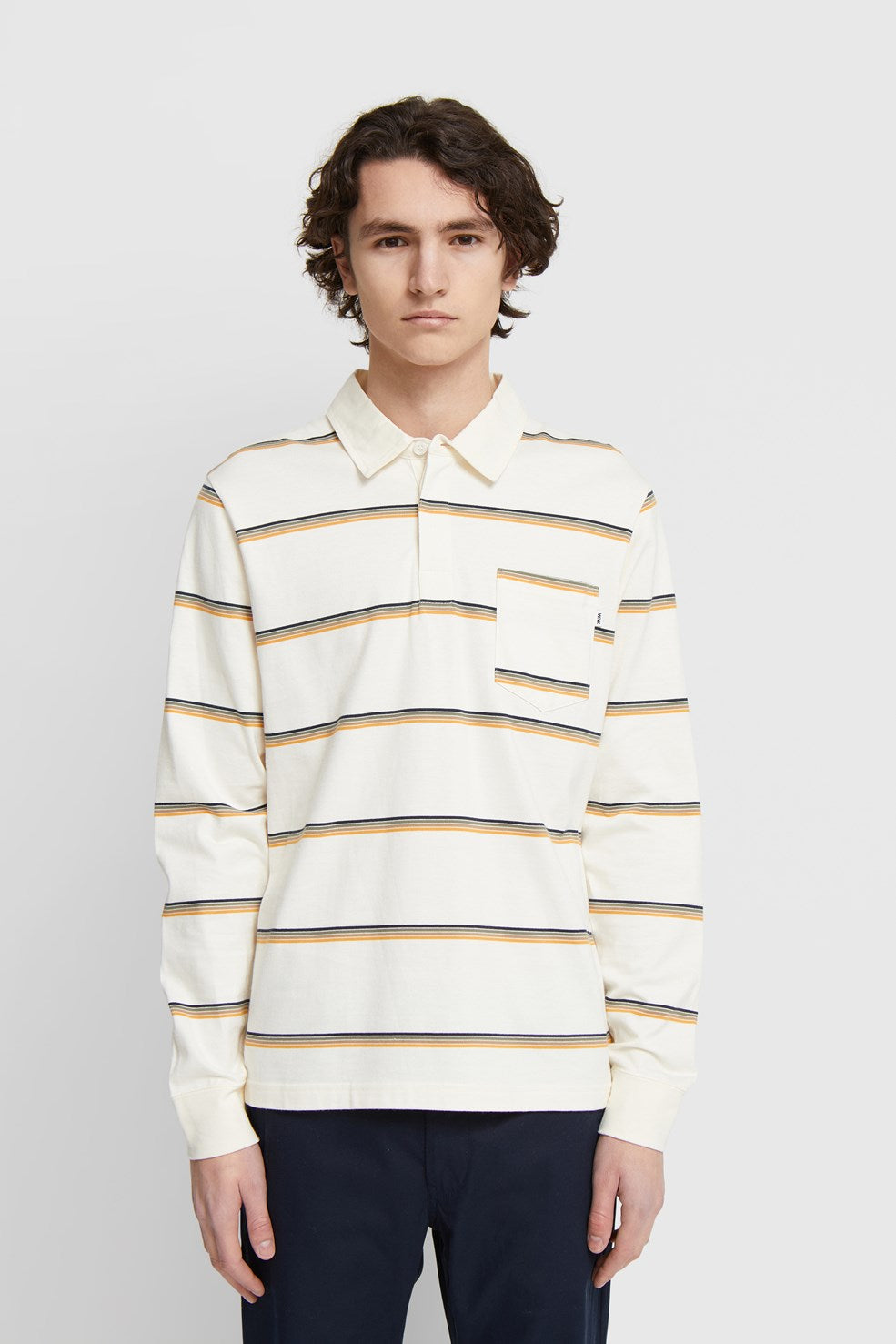 Beck polo long sleeve off white stripes