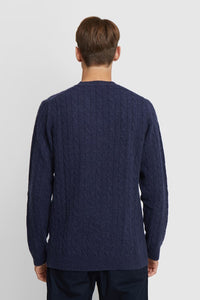 Beckett lambswool cable jumper Dusty blue