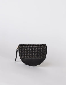 Laura Coin Purse Black Woven Classic Leather