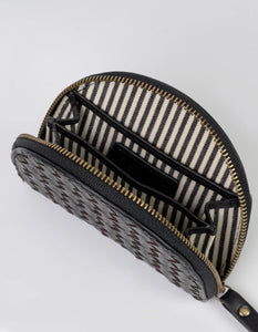 Laura Coin Purse Black Woven Classic Leather